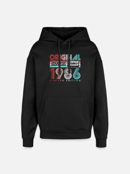 Vintage 1986 Vintage Retro Birthday Gift - Oversized Unisex Hoodie by Stanley/Stella - black