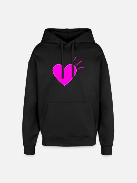 Bright Pink Heart | Modern Love Graphic - Oversized Unisex Hoodie von Stanley/Stella - Schwarz