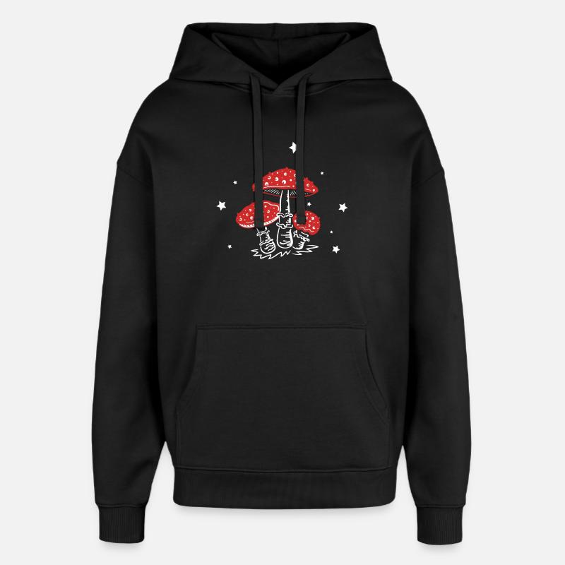Champignons Champignons Champignons Amanita - Sweat à capuche unisexe Stanley/Stella Oversized - noir