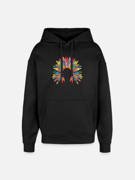 kunterbunter Kopfschmuck eines Häuptlings - Oversized Unisex Hoodie von Stanley/Stella - Schwarz