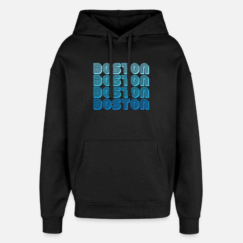 Boston Wiederholungs-Muster Blau Gradient - Oversized Unisex Hoodie von Stanley/Stella - Schwarz