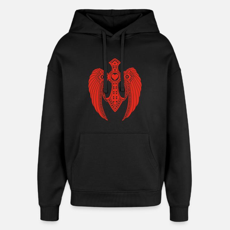 Roter gefallener Engel - Oversized Unisex Hoodie von Stanley/Stella - Schwarz