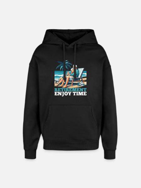 Retirement Retirement Time Enjoy Gift - Oversized Unisex Hoodie by Stanley/Stella - black