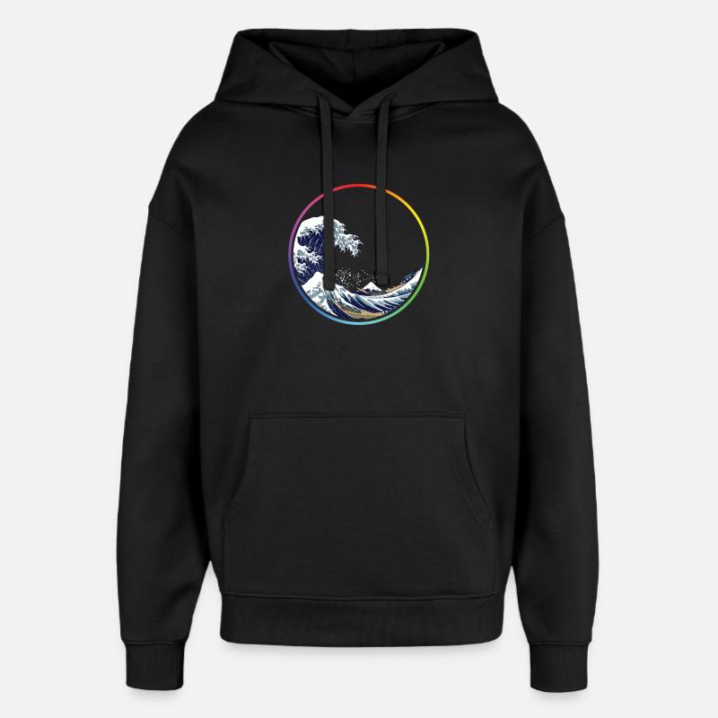 Cercle de vagues arc-en-ciel - Sweat à capuche unisexe Stanley/Stella Oversized - noir