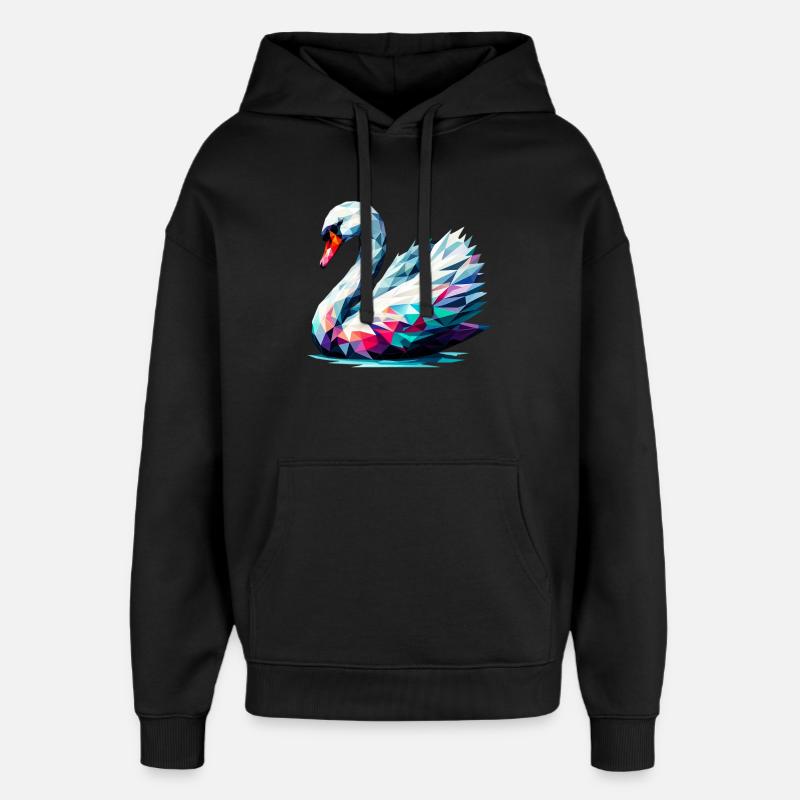 Cygne polygonal - Sweat à capuche unisexe Stanley/Stella Oversized - noir