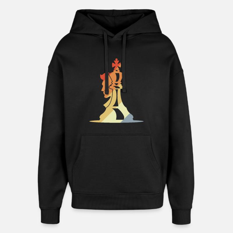 Croquis de joueur d’échecs rétro - Sweat à capuche unisexe Stanley/Stella Oversized - noir