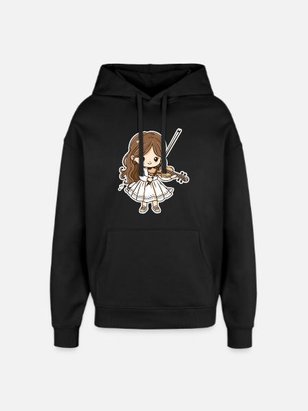 Violoniste fille dessin animé - Sweat à capuche unisexe Stanley/Stella Oversized - noir