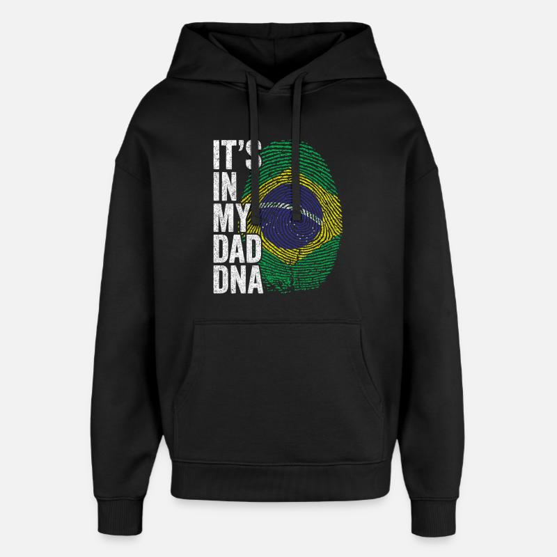 Drapeau Brésil Empreinte Papa Brésilien - Sweat à capuche unisexe Stanley/Stella Oversized - noir