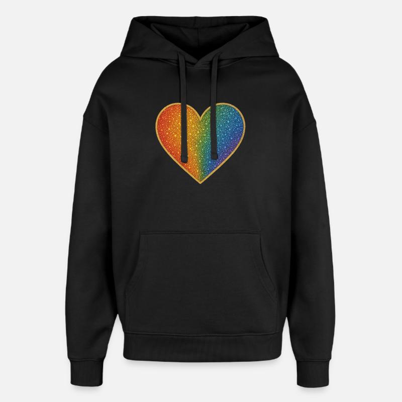 Funkelndes Regenbogenherz Design - Oversized Unisex Hoodie von Stanley/Stella - Schwarz