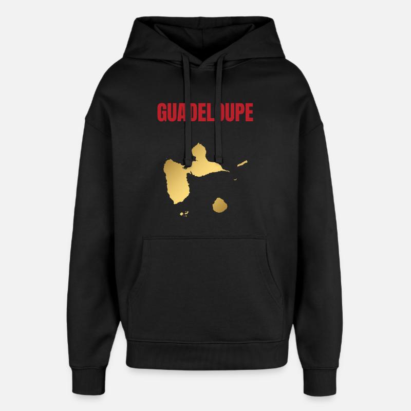 T-shirt Guadeloupe carte dorée Antilles - Sweat à capuche unisexe Stanley/Stella Oversized - noir