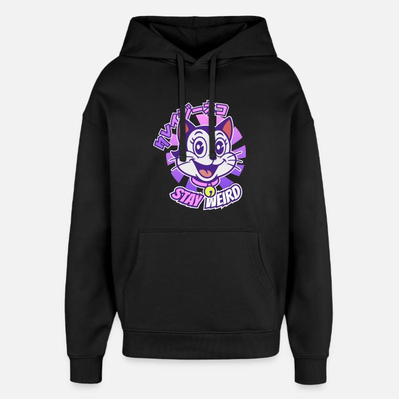 Chat de dessin animé fou - Sweat à capuche unisexe Stanley/Stella Oversized - noir
