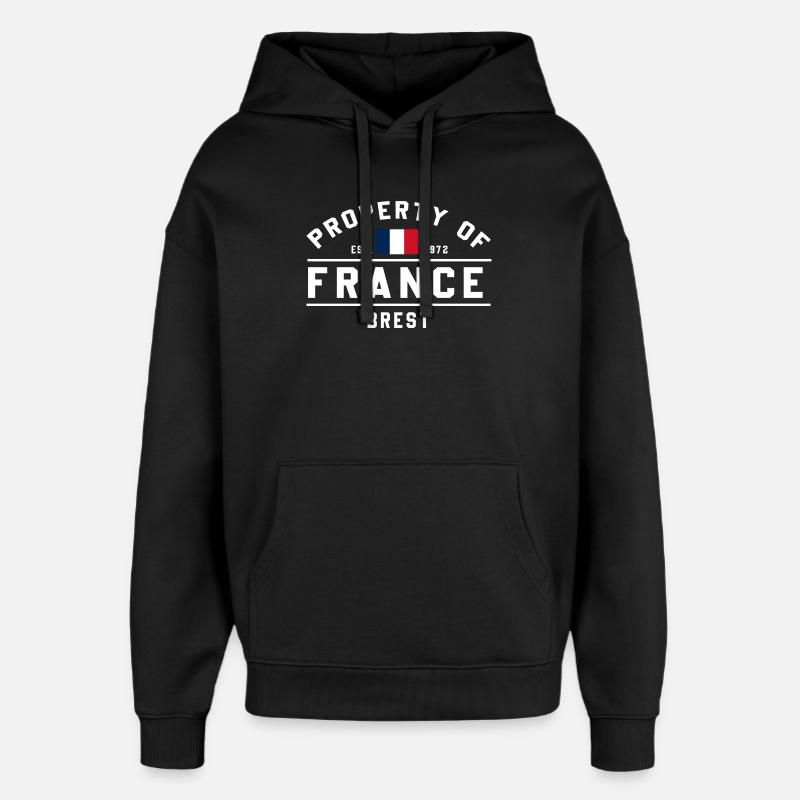 Propriété française Logo Brest - Sweat à capuche unisexe Stanley/Stella Oversized - noir