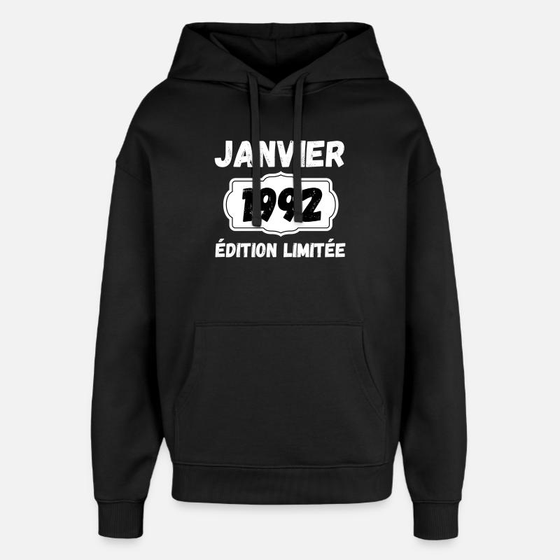 Janvier 1992 Édition Limitée Anniversaire - Sweat à capuche unisexe Stanley/Stella Oversized - noir