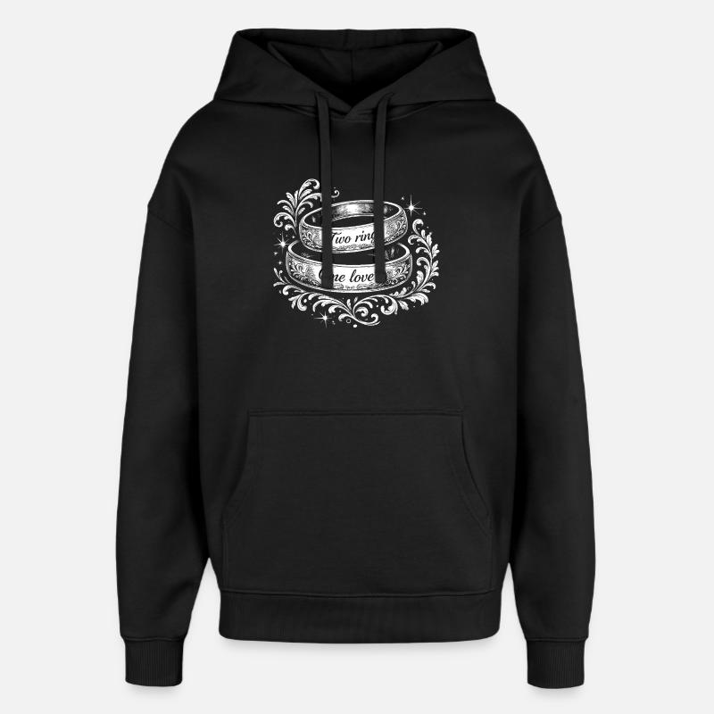 Zwei Ringe Eine Liebe - Oversized Unisex Hoodie von Stanley/Stella - Schwarz
