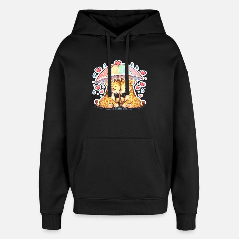 Regenbogenpfote Umarmung giraffe paar - Oversized Unisex Hoodie von Stanley/Stella - Schwarz