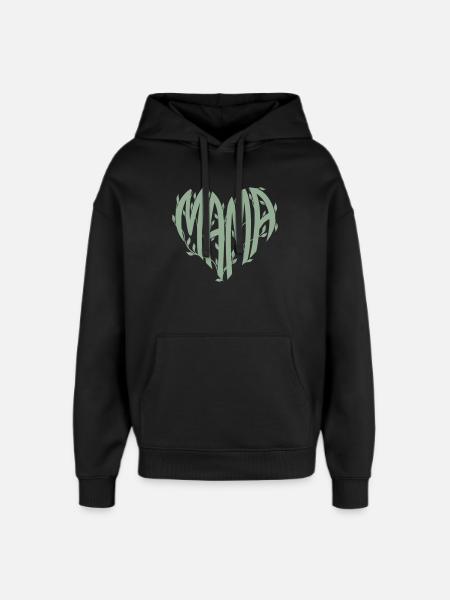Mama Herz Naturschrift - Oversized Unisex Hoodie von Stanley/Stella - Schwarz