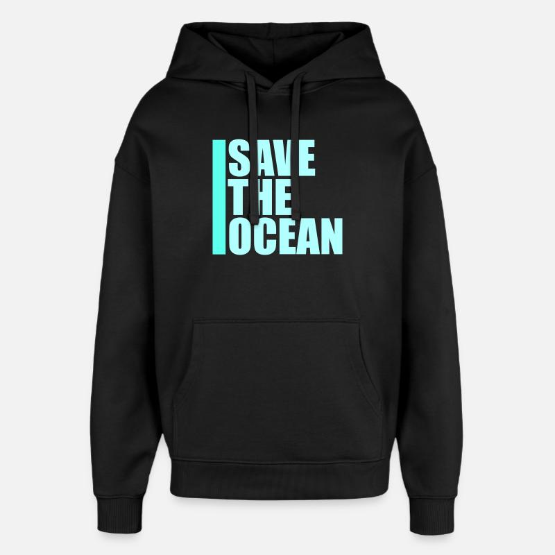 Déclaration environnementale pour l’activisme Sauver l’océan - Sweat à capuche unisexe Stanley/Stella Oversized - noir