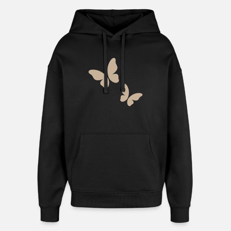 Motif papillon beige - Sweat à capuche unisexe Stanley/Stella Oversized - noir