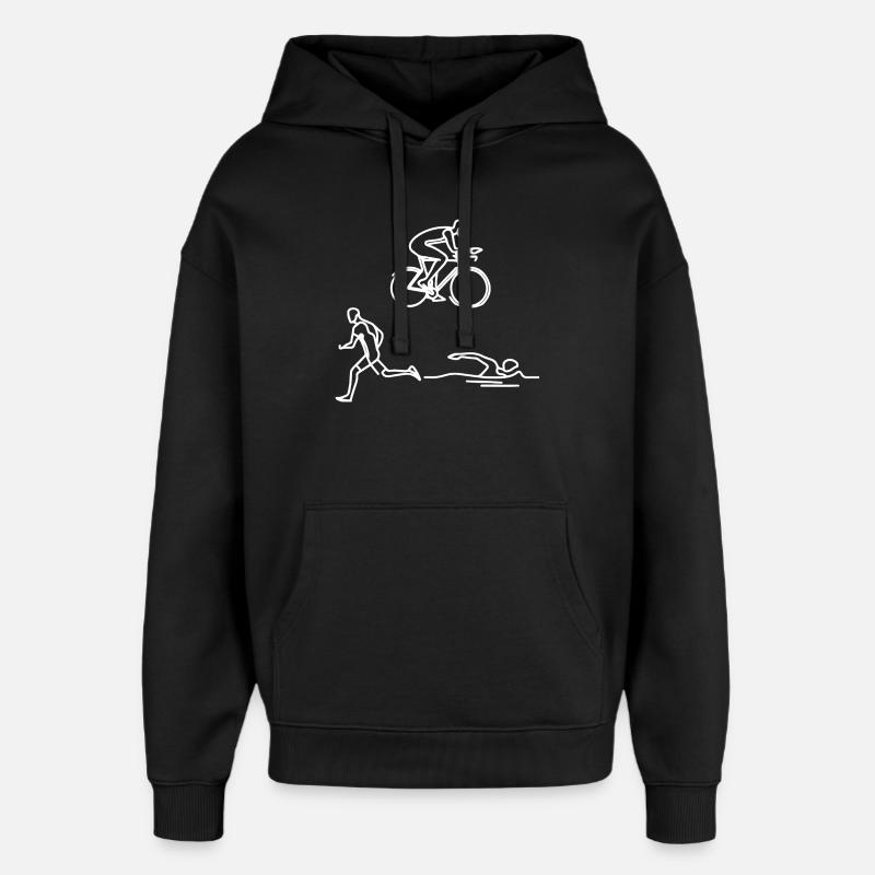 Triathlon Sketch - Sweat à capuche unisexe Stanley/Stella Oversized - noir