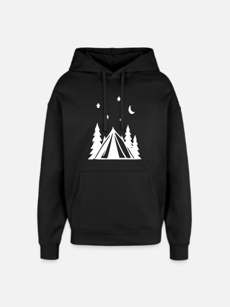 Nachtwald Zeltcamping - Oversized Unisex Hoodie von Stanley/Stella - Schwarz
