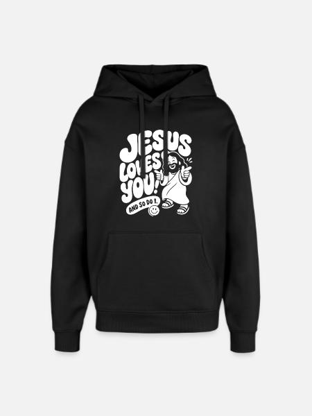Jésus t’aime et moi aussi - Sweat à capuche unisexe Stanley/Stella Oversized - noir