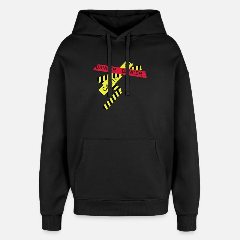 Attention, risque - Sweat à capuche unisexe Stanley/Stella Oversized - noir