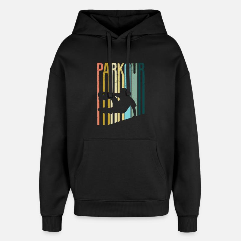 Parkour Rétro - Sweat à capuche unisexe Stanley/Stella Oversized - noir