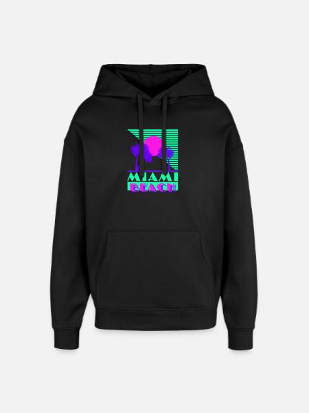 Miami Beach Green - Oversized Unisex Hoodie by Stanley/Stella - black