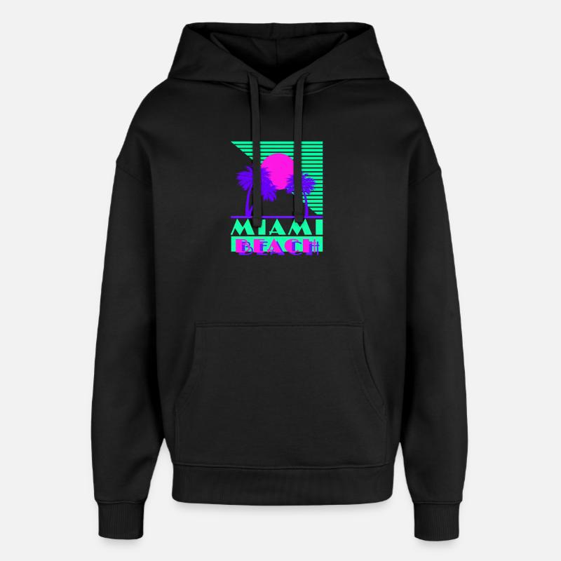 Miami Beach Green - Sweat à capuche unisexe Stanley/Stella Oversized - noir