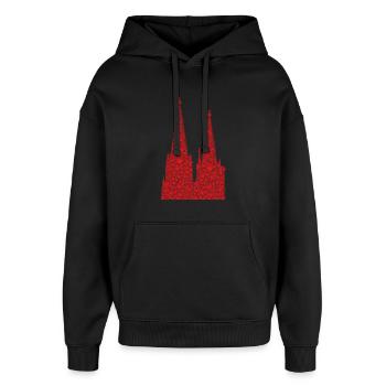 Kölner Dom Herzen Kölle Liebe Herz Karneval Köln - Oversized Unisex Hoodie von Stanley/Stella - Schwarz - Vorne - AI Model Female 172 light (172cm) & AI Model Male 185 light (185cm)