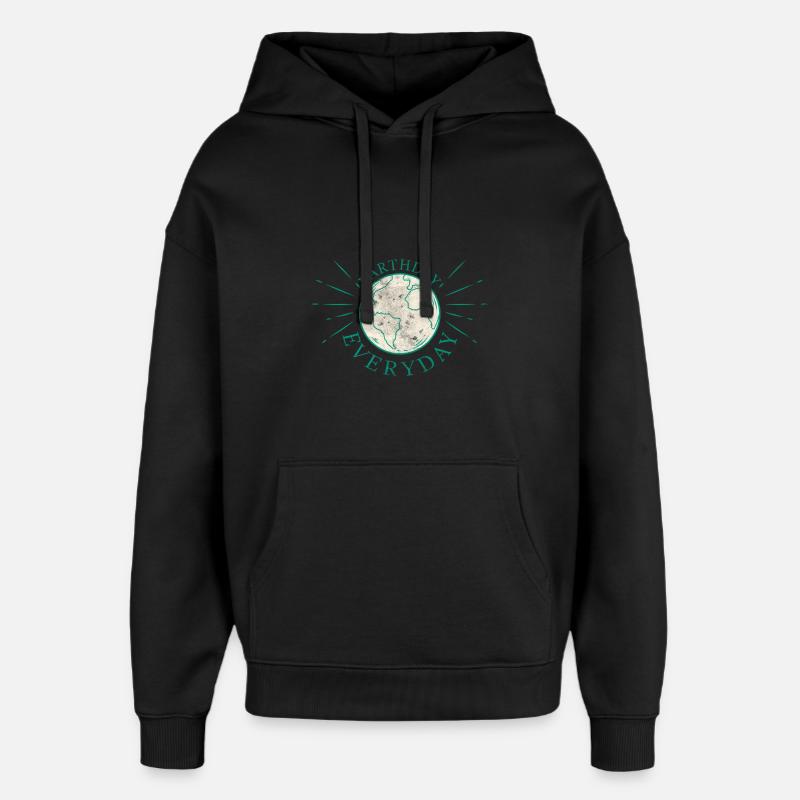 Globe terrestre avec slogan écologique - Sweat à capuche unisexe Stanley/Stella Oversized - noir
