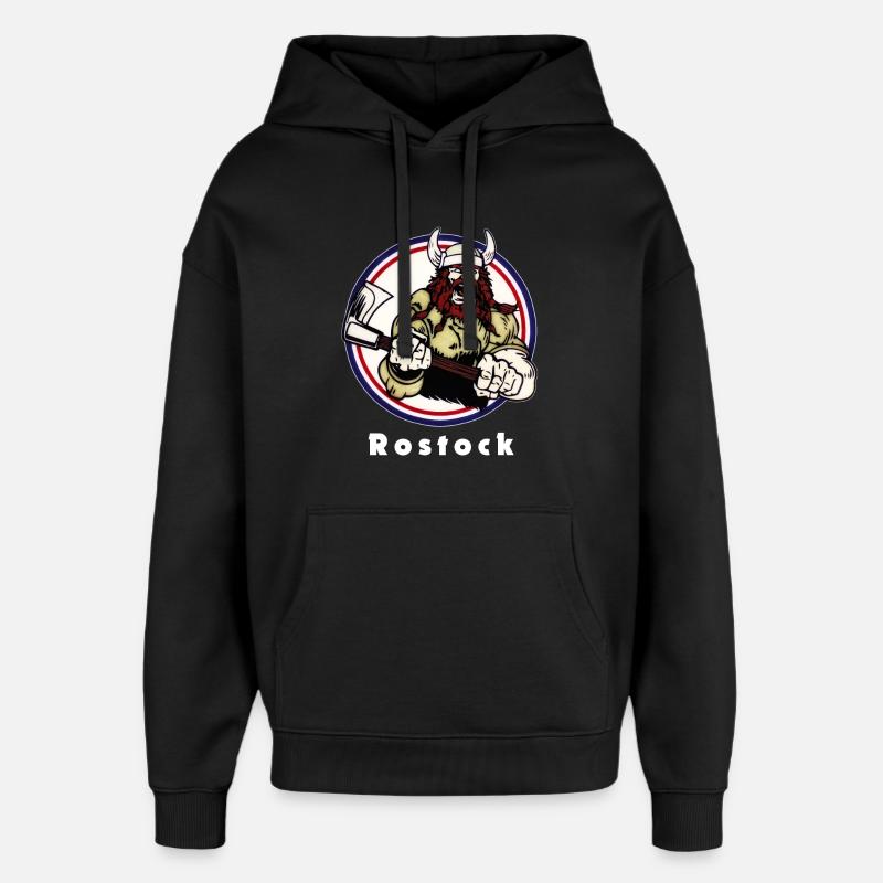 Rostock Vikings - Sweat à capuche unisexe Stanley/Stella Oversized - noir