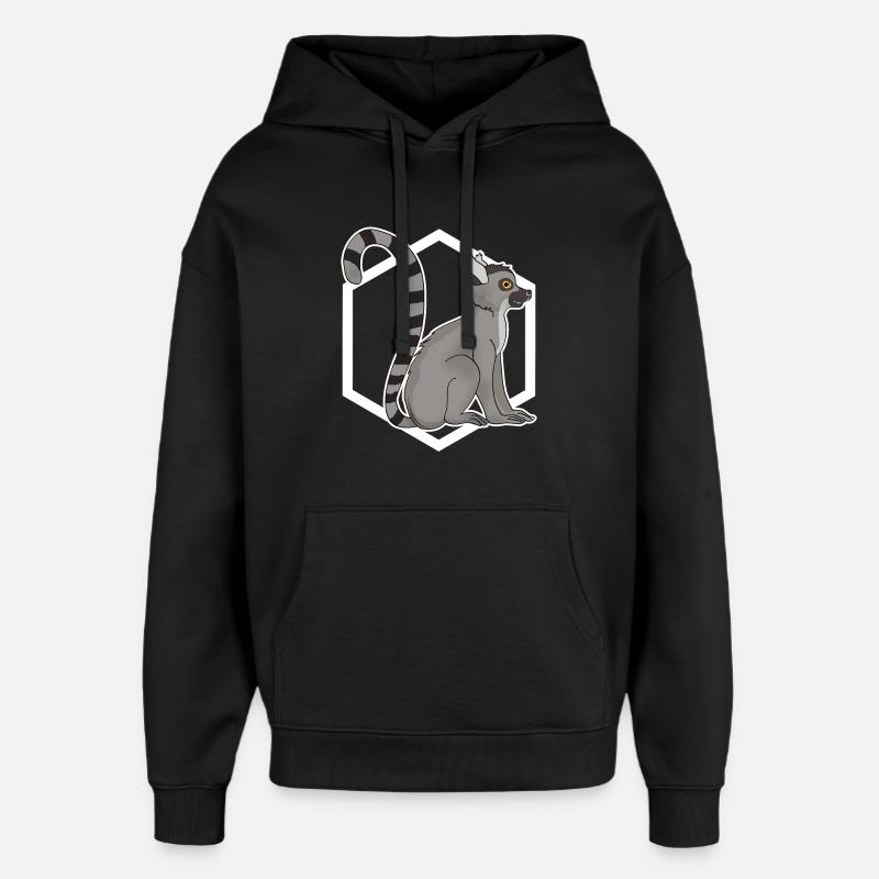 Singe lémurien - Sweat à capuche unisexe Stanley/Stella Oversized - noir