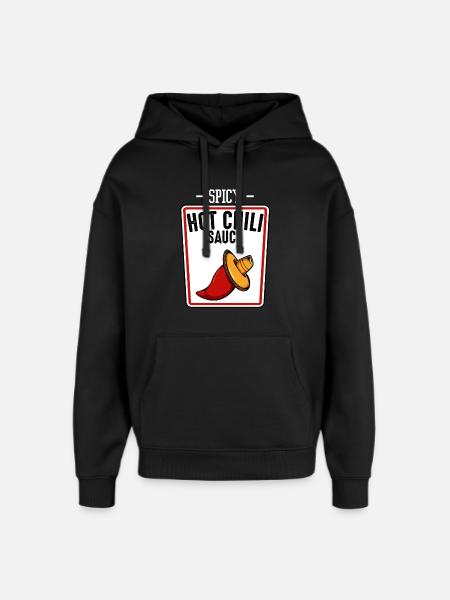 Illustration de sauce pimentée épicée - Sweat à capuche unisexe Stanley/Stella Oversized - noir