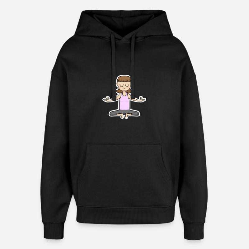 Dessin animé de méditation - Sweat à capuche unisexe Stanley/Stella Oversized - noir