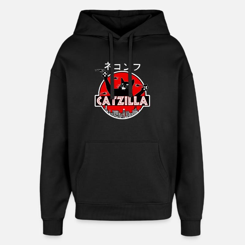 catzilla cat - Oversized Unisex Hoodie by Stanley/Stella - black