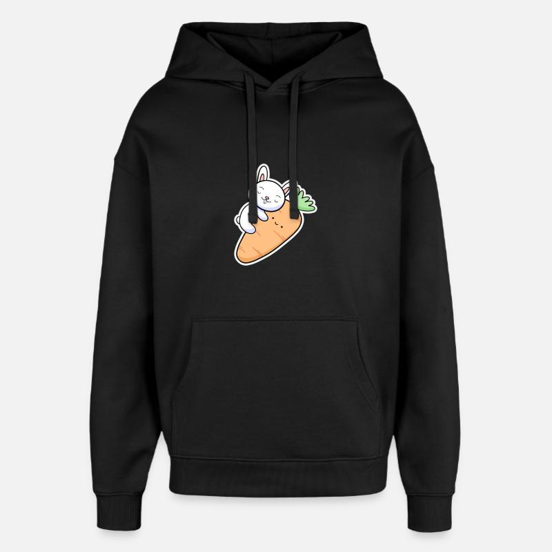 Lapin Carotte - Sweat à capuche unisexe Stanley/Stella Oversized - noir