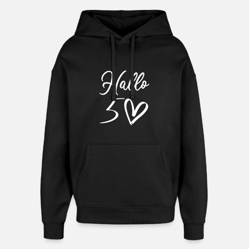 Warm welcome with handwritten design - Oversized Unisex Hoodie by Stanley/Stella - black
