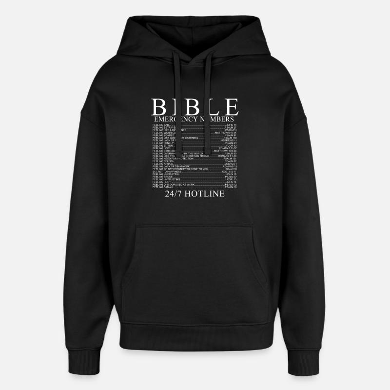 numéros d'urgence de la Bible - Sweat à capuche unisexe Stanley/Stella Oversized - noir