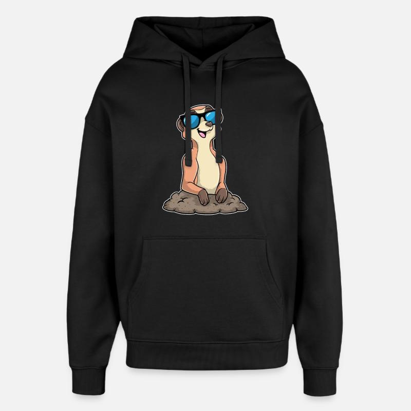 Suricate avec des lunettes - Sweat à capuche unisexe Stanley/Stella Oversized - noir