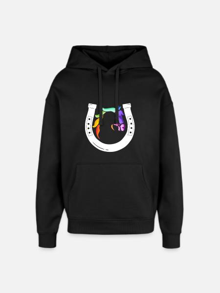Rainbow Receiver Horseshoe - Oversized Unisex Hoodie by Stanley/Stella - black