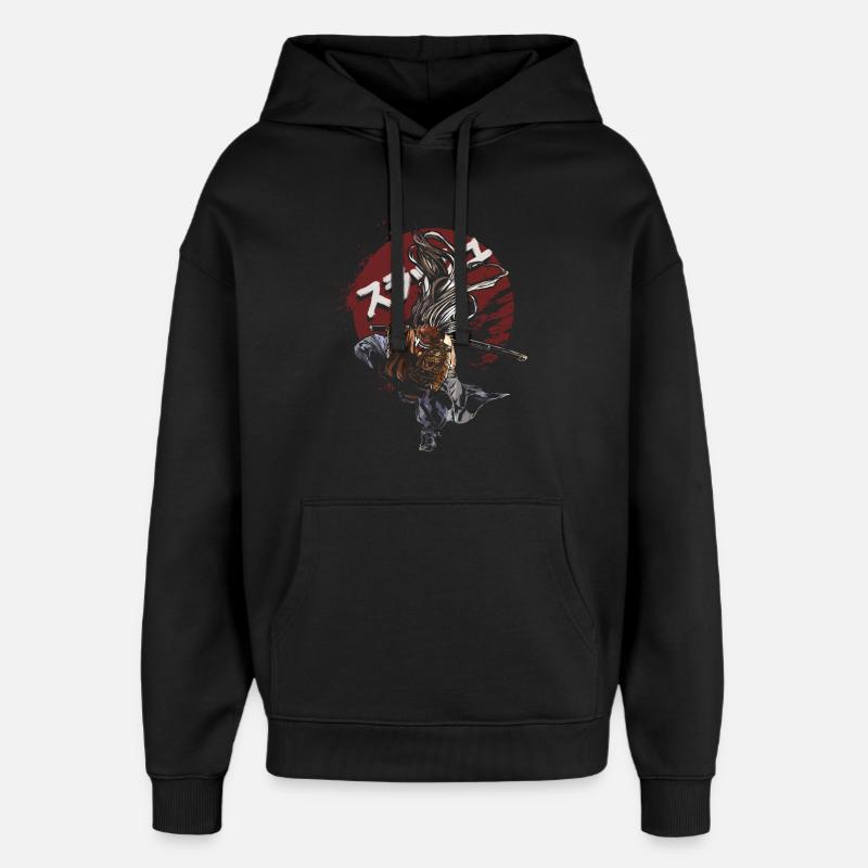 Samurai Katana Warrior – Rising Sun Anime - Sweat à capuche unisexe Stanley/Stella Oversized - noir