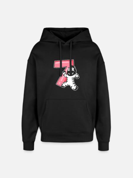 Zèbre 7 ans anniversaire d’enfant - Sweat à capuche unisexe Stanley/Stella Oversized - noir