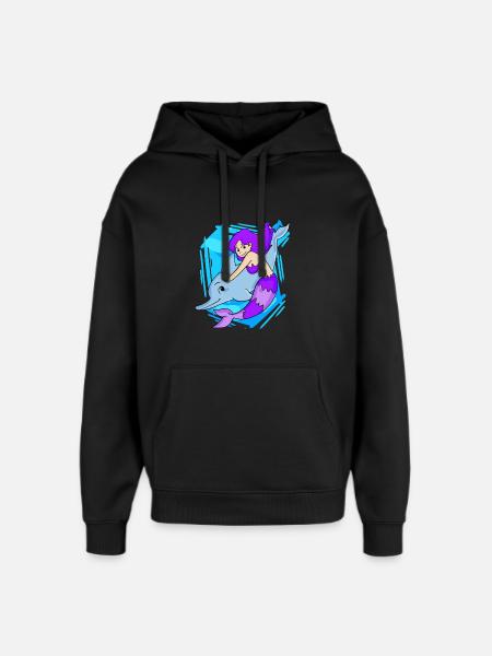 Meerjungfrau mit Delfin - Oversized Unisex Hoodie von Stanley/Stella - Schwarz