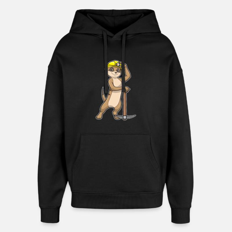 Suricate comme mineur avec pioche - Sweat à capuche unisexe Stanley/Stella Oversized - noir