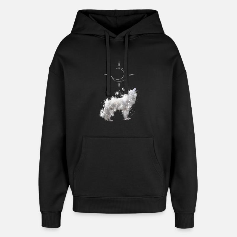 Wolf's Kunst mit Halbmond - Oversized Unisex Hoodie von Stanley/Stella - Schwarz