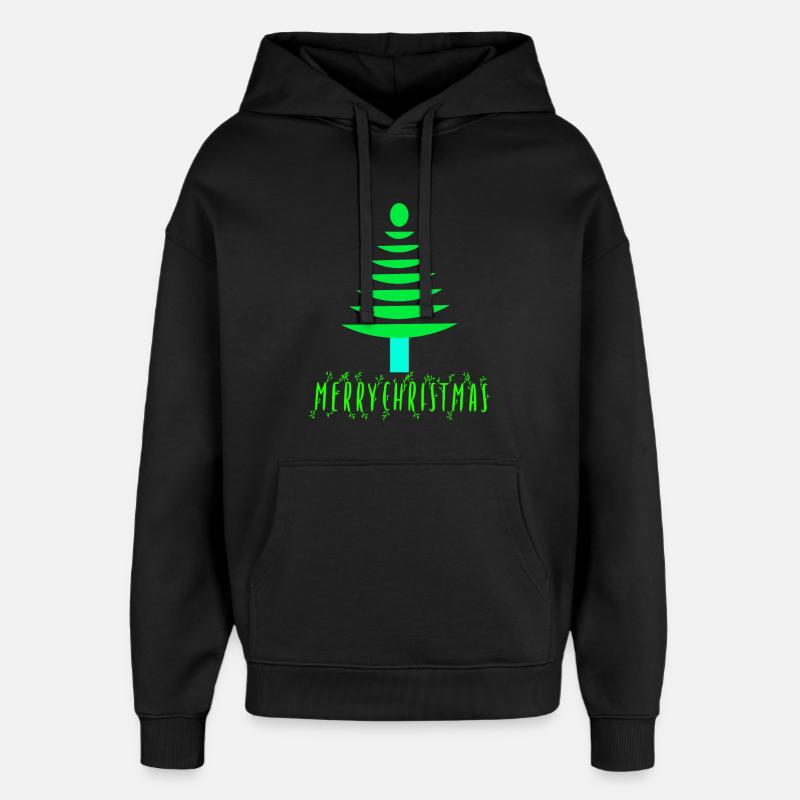 Neon Pine Christmas Tree - Oversized Unisex Hoodie by Stanley/Stella - black