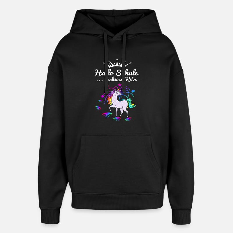 Einhorn Einschulung - Oversized Unisex Hoodie von Stanley/Stella - Schwarz