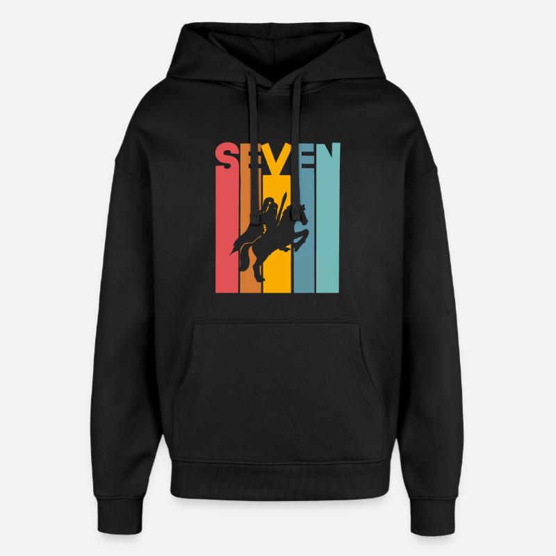 7 ans chevalier anniversaire d’enfant - Sweat à capuche unisexe Stanley/Stella Oversized - noir