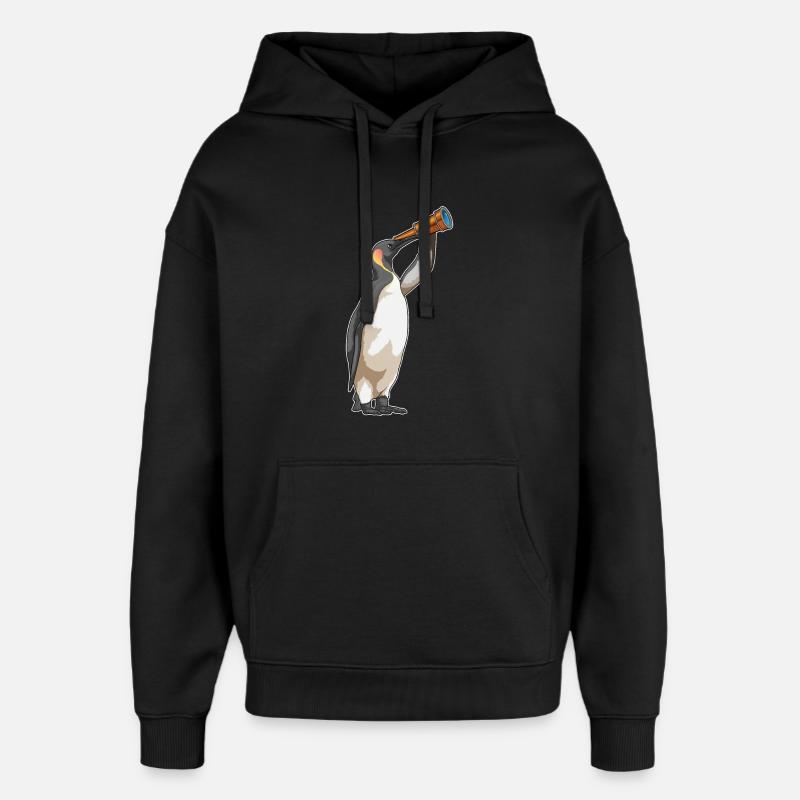 Pingouin avec télescope - Sweat à capuche unisexe Stanley/Stella Oversized - noir